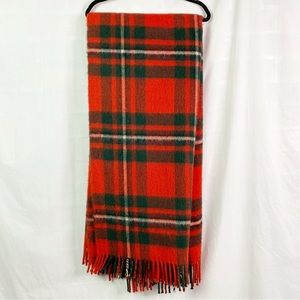 Vintage 1960s Earl-Wood Red Plaid Wool Blanket Travel Rug